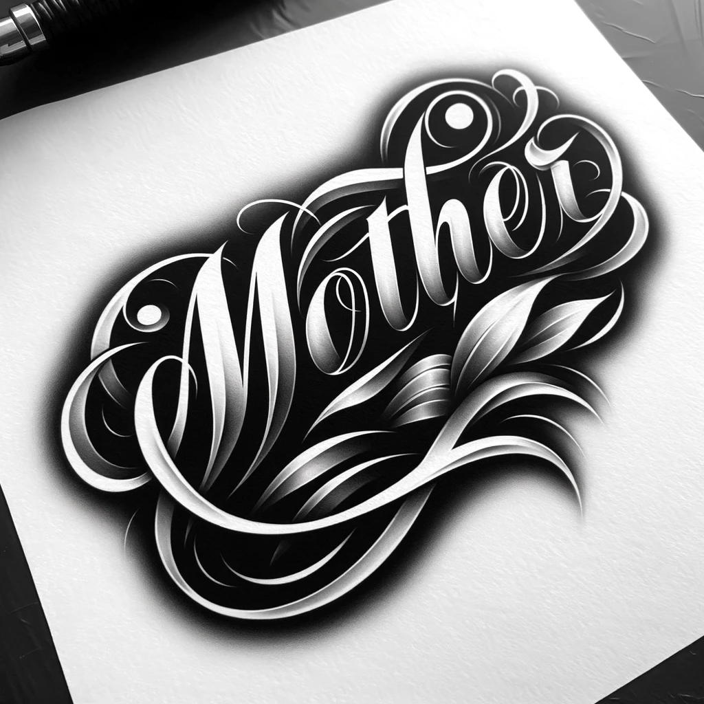 Mother tattoo style lettering Royalty Free Vector Image